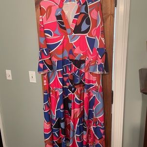 Vera Abstract Blue Midi Dress